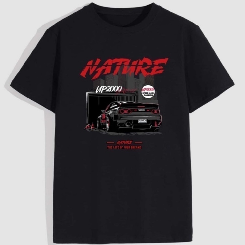 Romwe Guys Letter Car Graphic Tee Mens Size Small